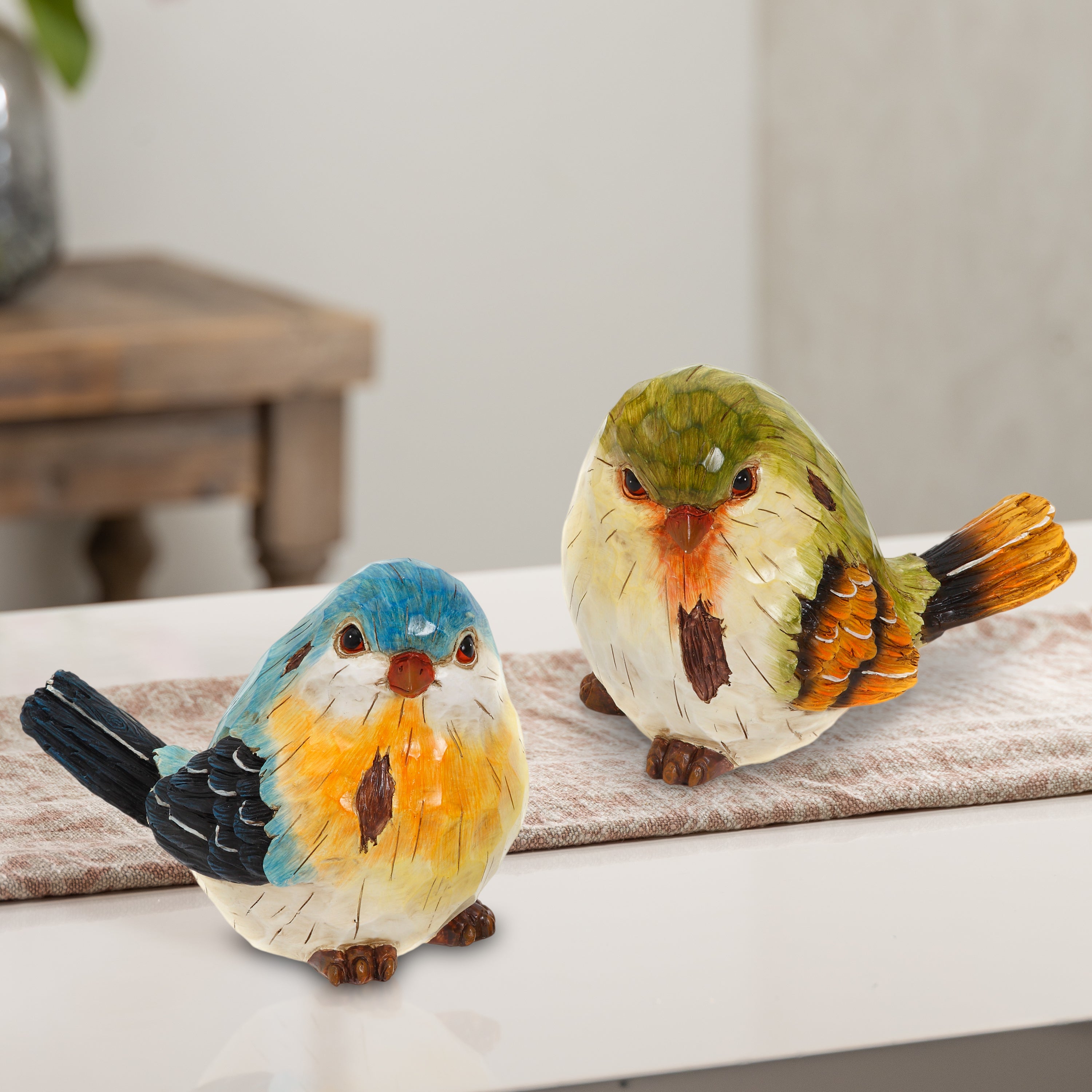 9 in. Resin Spring Bird Figurines, set of 2